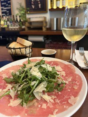 Carpaccio and Vermintino Di Sardegna. So delicious!