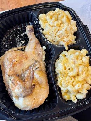 Grannie Plate with rosemary roasted chicken and a double side of mac & cheese