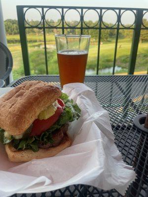 California burger, enjoying the view of the 18th hole.
