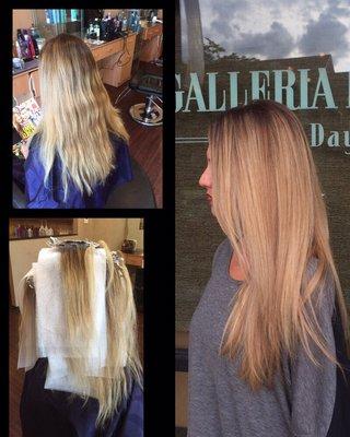 Taking summer blonde to her Autumn blonde. Before During & After. Softening the bright blonde to lovely beige ashy blonde