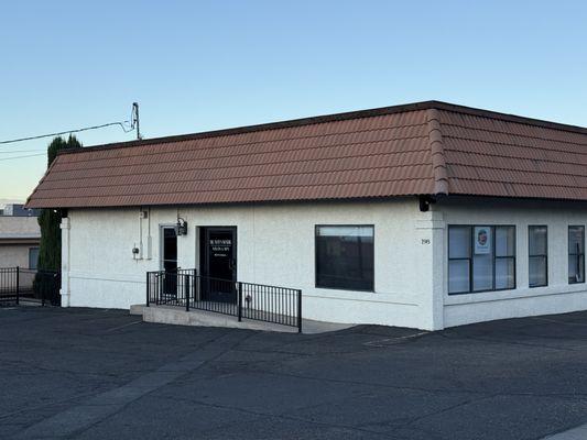 Outside office parking lot.