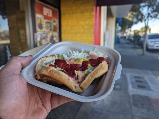 hot dog $4 - sad little hot dog