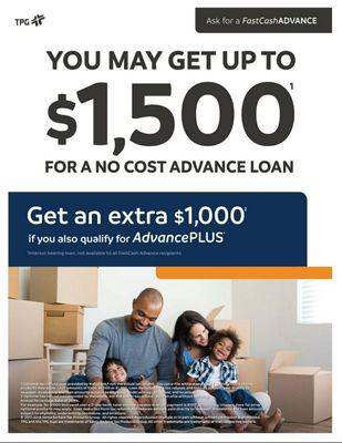 Tax refund advance loan you can receive in as little as 12 hour. There is NO COST OR INTEREST.