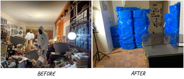 Before / after of our team performing bed bug preparation and decluttering in a NY apartment.