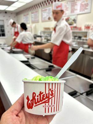 John Deere special - lime sherbet and lemon custard - refreshing and tasty!