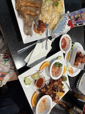 Púlpitos and bacon wrapped shrimp.