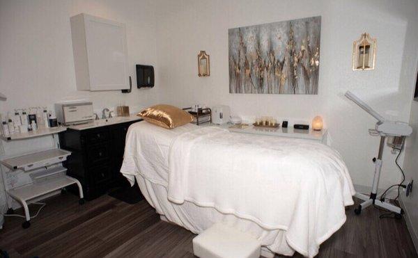 Private treatment room for facials and facial waxing
