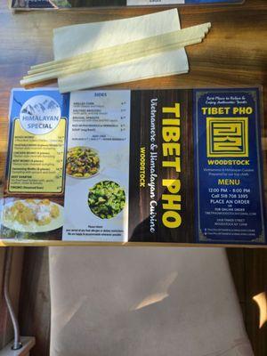 Menu as of September 2025