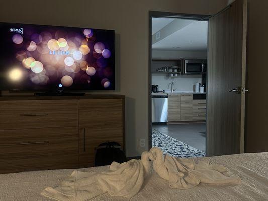 View of kitchen from bedroom