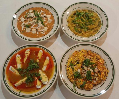 Shahi paneer , paneer burji , Egg curry , daal Tarka