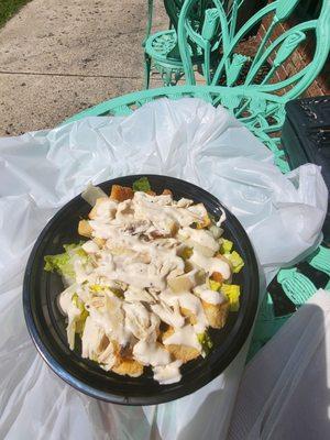 Ceasars salad with added cicken