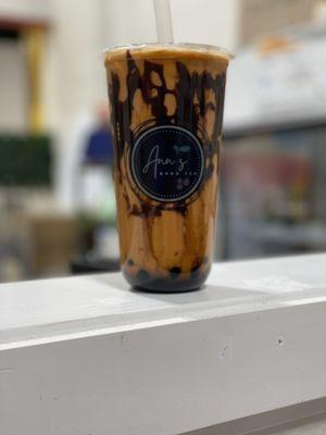 Thai Tea with chewy brown sugar boba