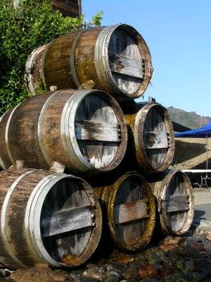 Wine casks used to decorate around the tasting room.
