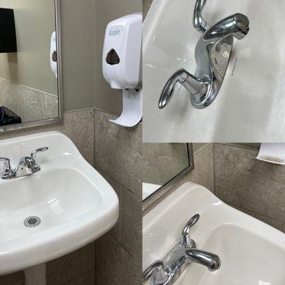 Bathroom sink area, heavy dirt & debris removed with Eco-friendly products.