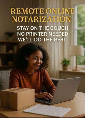 Notarize, print, and ship your documents from home or on the road -- no printer needed. Fast, virtual, and nationwide.