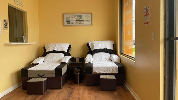 Foot reflexology stations at Waves Wellness Spa