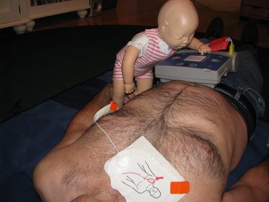 Oh No Baby Anne don't push the AED button!