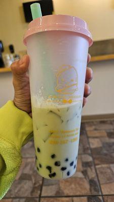 Matcha milk tea with boba
