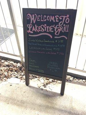 Sign out front with daily specials