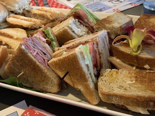 Pulled pro sliders, triple decker turkey and bacon, Reuben's