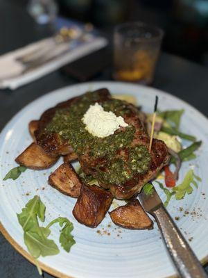 Ribeye w/ chimichurri and truffle potatoes