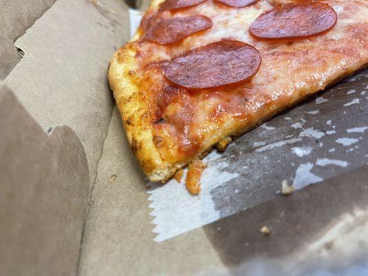 As you can see, the crust is soft. Used to be crispy on the end.