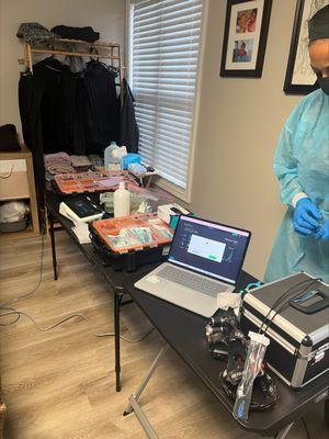 Mobile dentistry in patient's home.