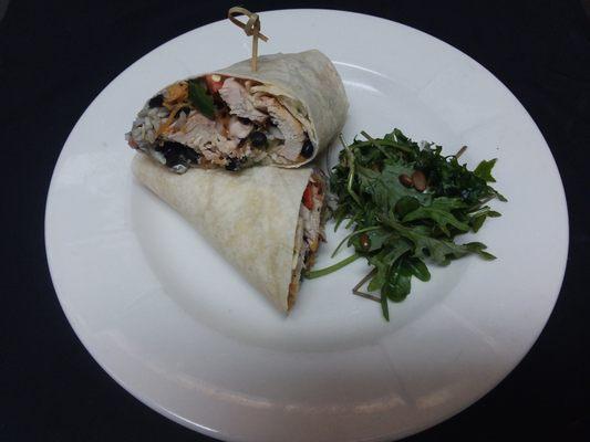 Burrito- you chose your protein - Pulled pork, Short ribs, Chicken, or Salmon. We have a Vegetarian option as well.
