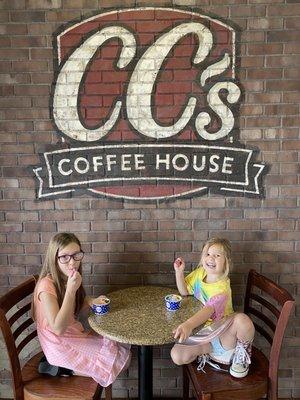 Appreciate CCs letting them eat their ice cream inside while momma enjoys her coffee