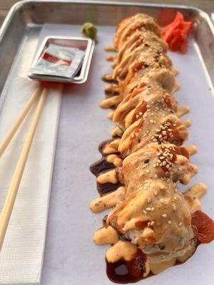 Chef special roll with crab and yellowtail