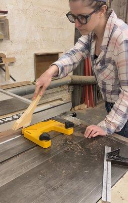 Me, a mere woman, operating a buzzsaw.