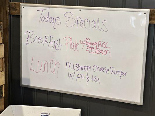 Today's special menu board