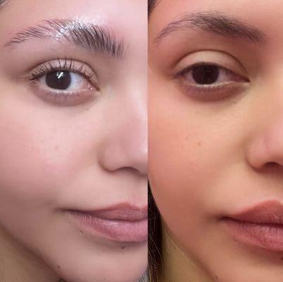 Before & after brow lamination & lash lift
