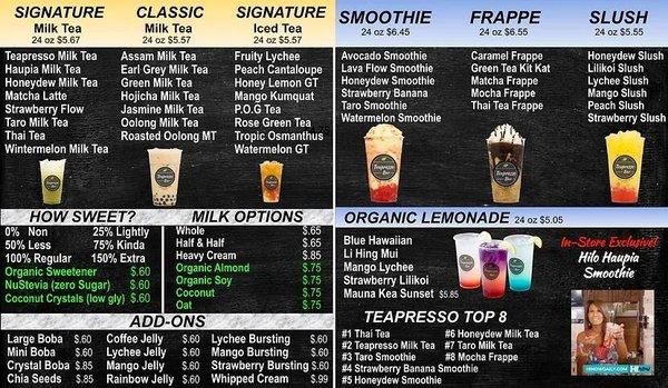 Menu (1 of 2) as of 2/1/2023