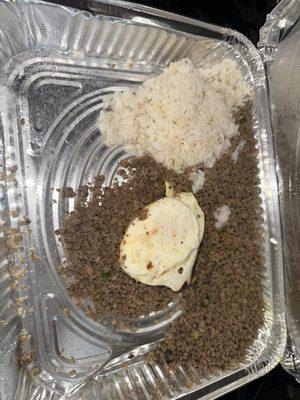 Carne Molida, fried egg and white rice.