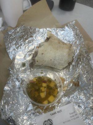 Jerk Chicken Burrito w/Mango Salasa