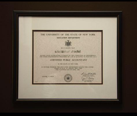 CPA license. Licensure number is available upon request.