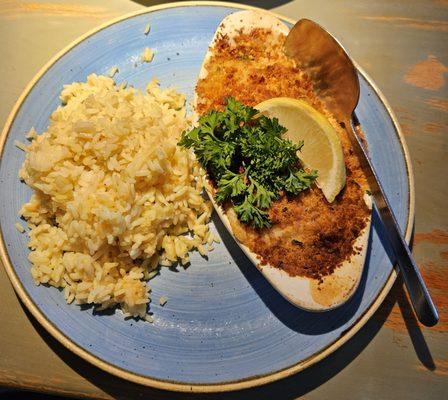 Baked haddock with a side of rice