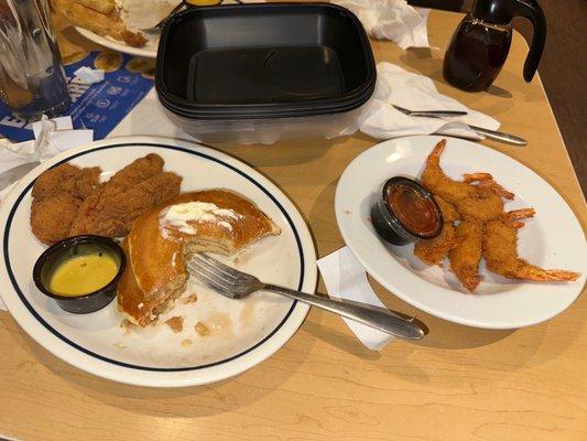 Chicken & Pancakes crispy shrimp