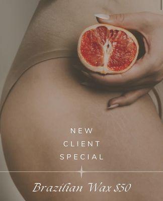 $50.00 Brazilian wax for new clients