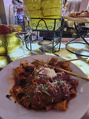 Sunday Sauce over Mezzi Rigatoni