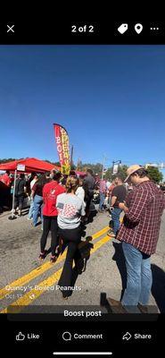 Monroe Fall Fest ; people waiting to get their Quincy's Boiled Peanuts!!!!