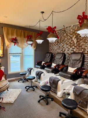 Welcome to our pedi area- we can accommodate up to 4 pedis at a time