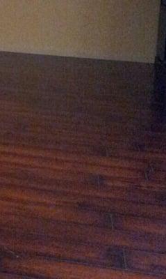 Laminate wood, feels and looks just like ardwood floor but so much easier to maintain!