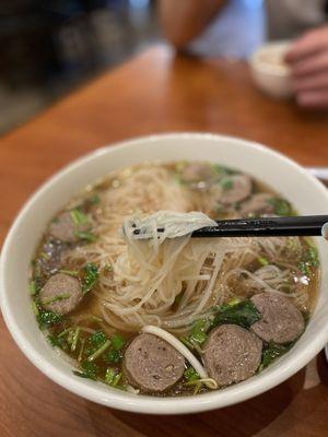 Pho with meatballs