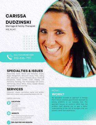 Carissa Dudzinski - Marriage & Family Therapy