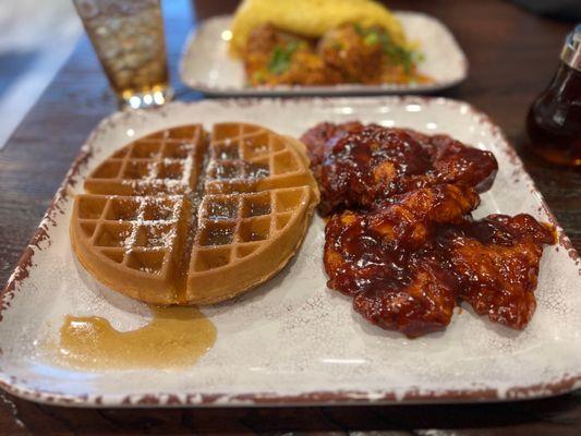 Sweet Potato Waffle w/ Bourbon sauce! OMG. Delicious!