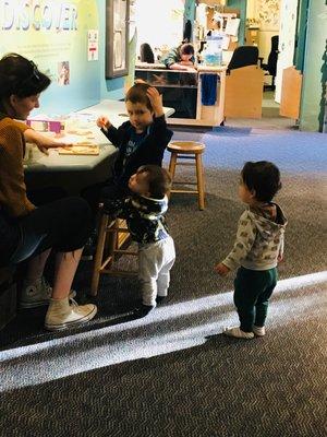 Regular trips to local spots like the library.