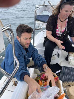 Kerry preparing flowers, his fathers ashes