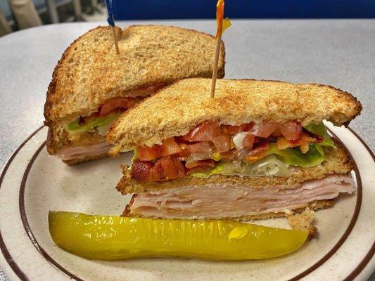 Turkey club from the coffee shop on the first floor. I think it's run by an older couple.